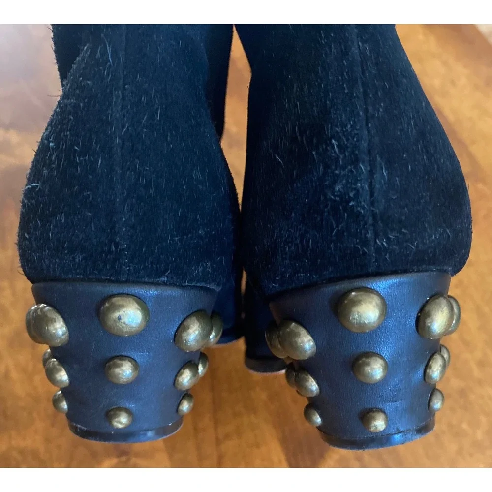 Marc Fisher LTD Rippa Black Suede Studded Heel Booties Womens 6.5M Ankle Boots